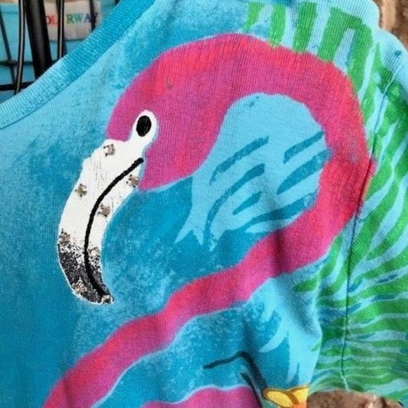 Kolorway Tops - Kolarway USA Ladies Flamingo Top  Hand painted VTG